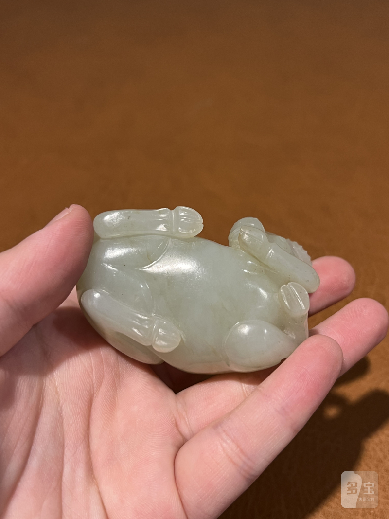 清 白玉牧童戏牛摆件 - 图8
